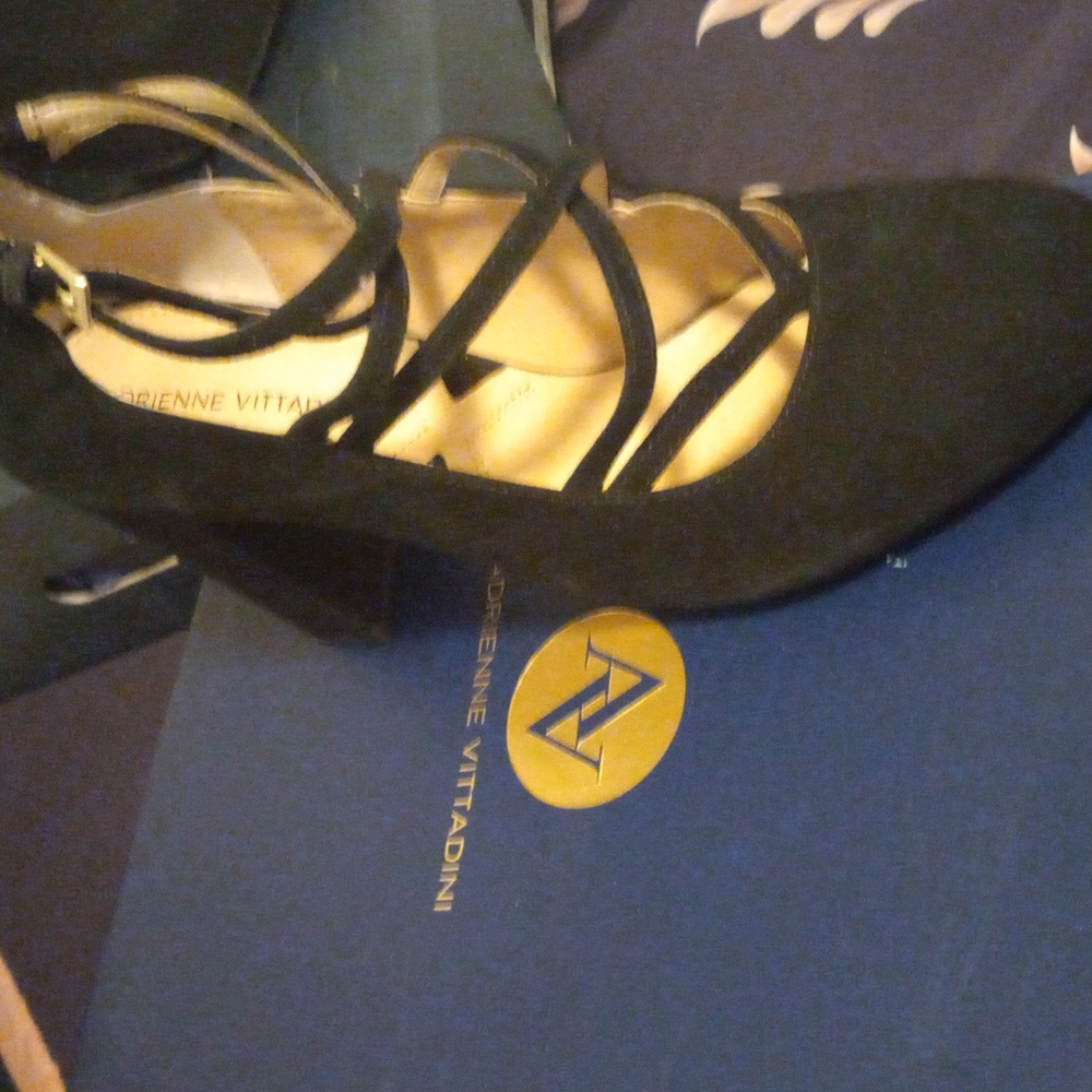 AV Grazen black suede srap pumps